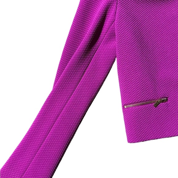 Women's Suit Jacket Calvin Klein Sz 4 Purple Plum Long Sleeve Gold Tapered Chic - Picture 2 of 4